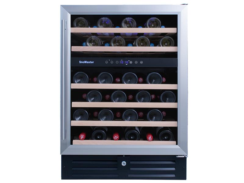 SnoMaster 46 Bottle Dual Zone Wine Chiller – Black with Silver Trim (SMWC-46)