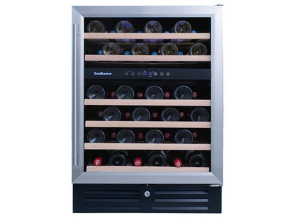 SnoMaster 46 Bottle Dual Zone Wine Chiller – Black with Silver Trim (SMWC-46)