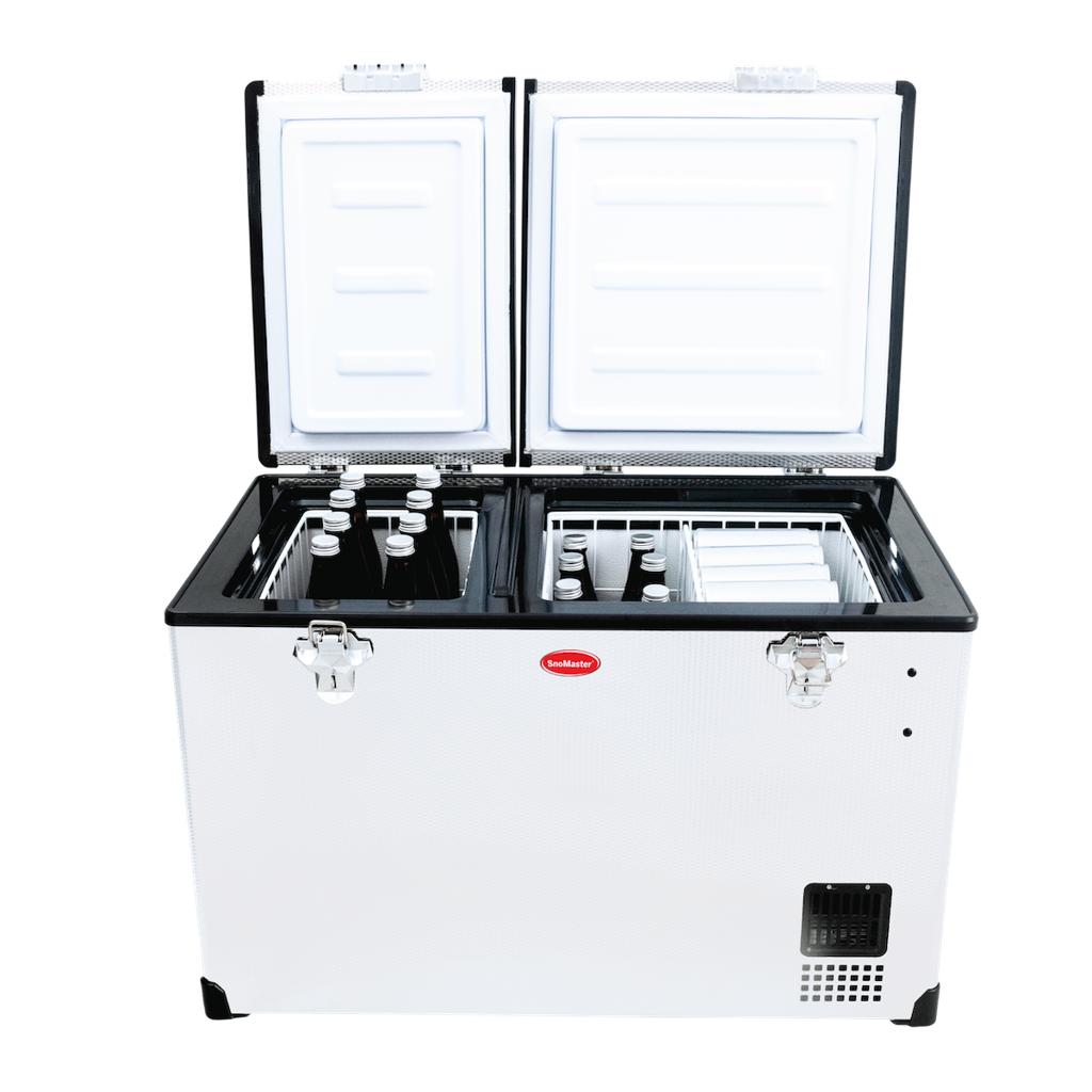 SnoMaster 56L Dual Compartment Portable Fridge/Freezer AC/DC – Stainless Steel (SMDZ-CL56D)