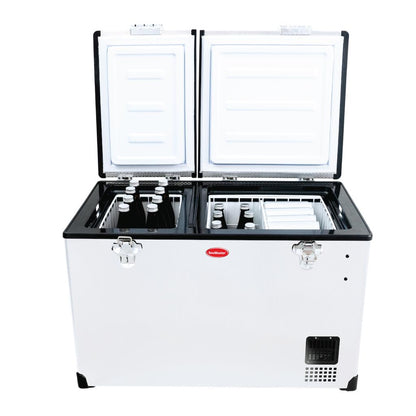 SnoMaster 56L Dual Compartment Portable Fridge/Freezer AC/DC – Stainless Steel (SMDZ-CL56D)