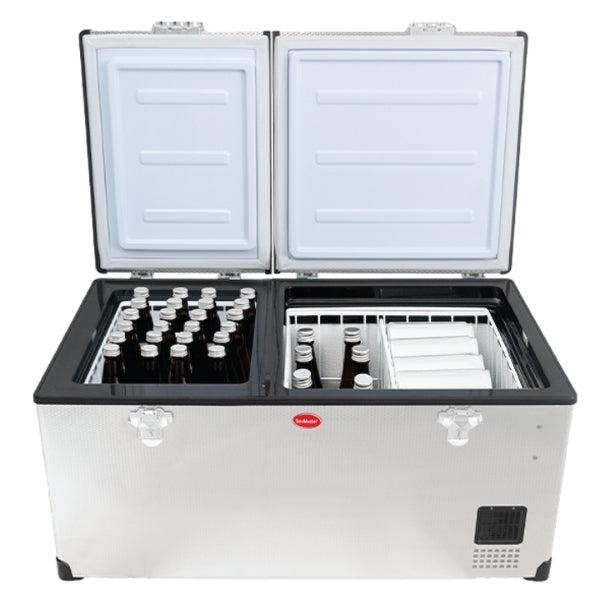 SnoMaster 66L Low Profile Dual Compartment Portable Fridge/Freezer AC/DC – Stainless Steel (SMDZ-LP66D)