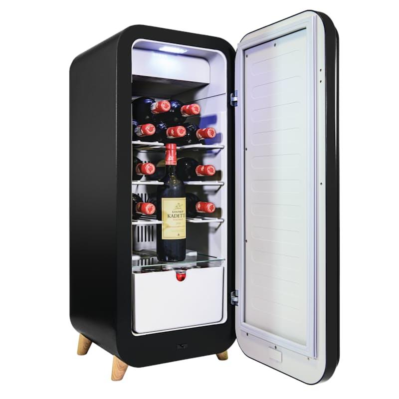 SnoMaster 14 Bottle Solid Door Single Zone Retro Wine Cooler – Black (VT-19DBPRO)