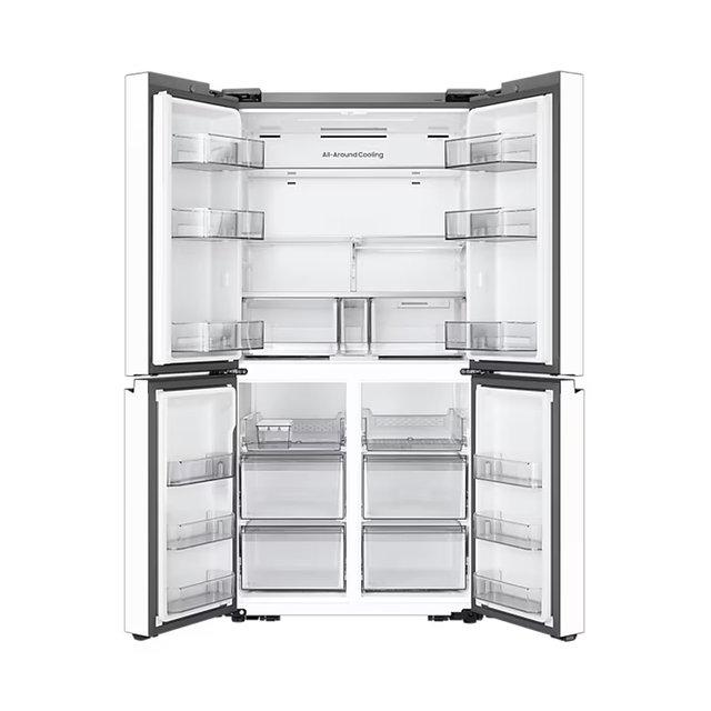Samsung Bespoke AI 704L French Door Refrigerator with Customisable Design & See-Thru Door – White (RF71DB975012FA)