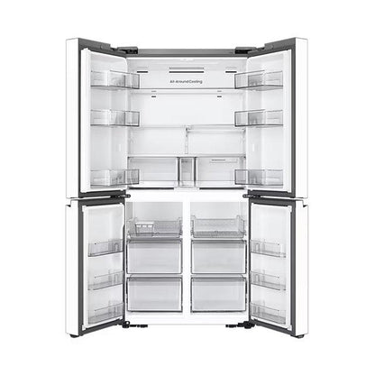 Samsung Bespoke AI 704L French Door Refrigerator with Customisable Design & See-Thru Door – White (RF71DB975012FA)