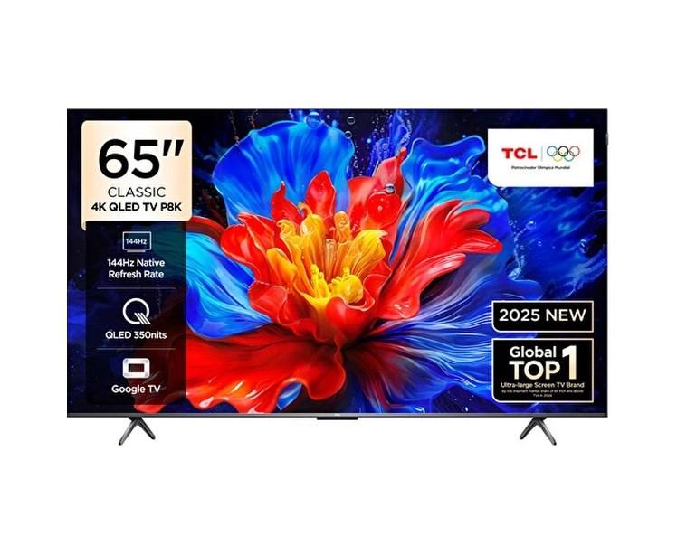 TCL 65-Inch P8K QLED 4K Google TV – 144Hz Smart TV with ONKYO 2.1 Audio (65P8K)